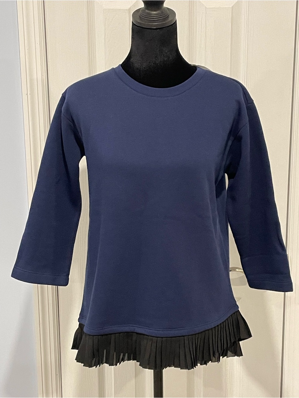 J.Crew Crewcuts Girls Navy Pleated Hem Sweatshirt 16 NWT
